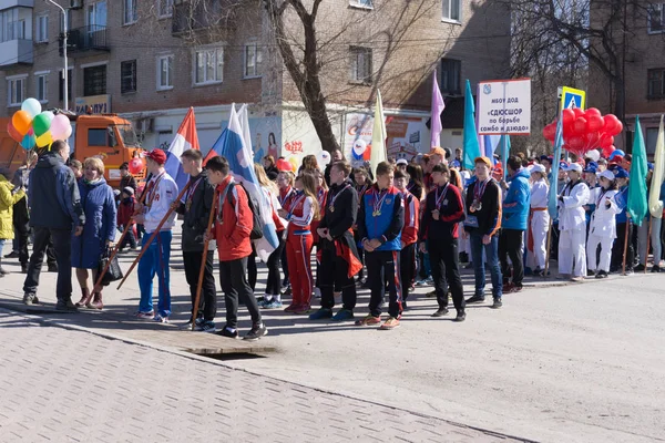 Berezniki Rusia Mayo 2018 Gente Participa Manifestación Del Mayo — Foto de Stock