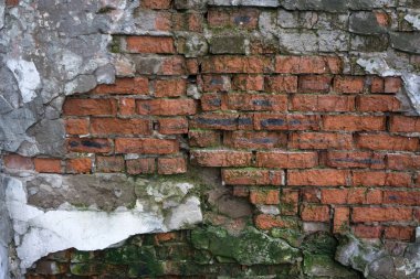 Çatlak tuğla duvar dokusunun arkaplanı