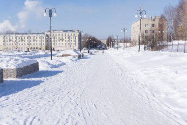 Alışveriş merkezinde Central Park Nyc sabahın erken saatlerinde bir kar fırtınası sırasında