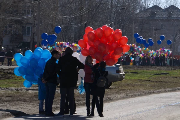 Rusia Berezniki Mayo Manifestación Del Día Mayo Mayo Personas Celebran — Foto de Stock