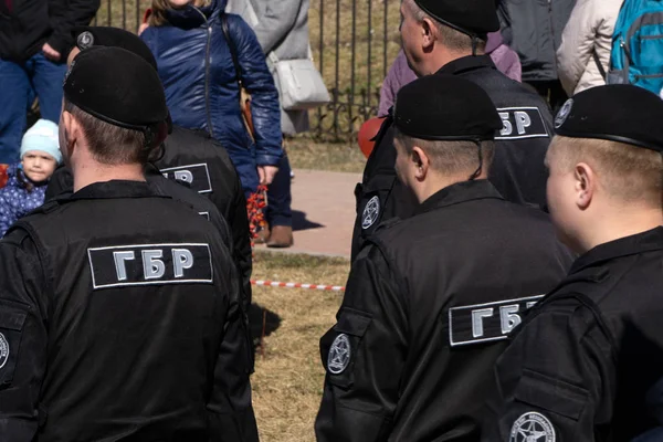 Unidad Fuerzas Especiales Con Arma Policía Rusa Equipo Respuesta Rápida — Foto de Stock