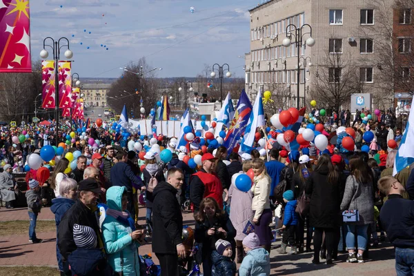 Berezniki Rusia Mayo 2018 Demostración Del Día Mayo Mundo Los — Foto de Stock