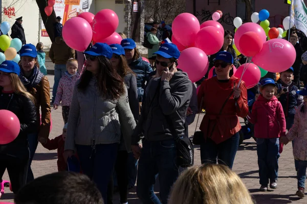 Russia Berezniki May 2018 People Pensioners Youth Rally Pervomaisk Holidays — Stock Photo, Image