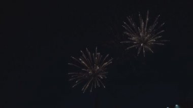 kırmızı ve mavi havai fişek karanlık gökyüzünde .