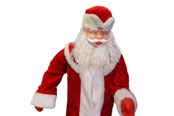 Кукла Санта Клауса Белом Фоне — стоковое фото