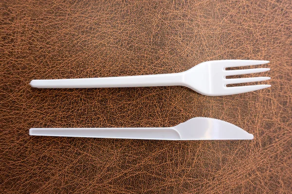 Plastic Knife Fork Isolated White Background — Stock Photo, Image