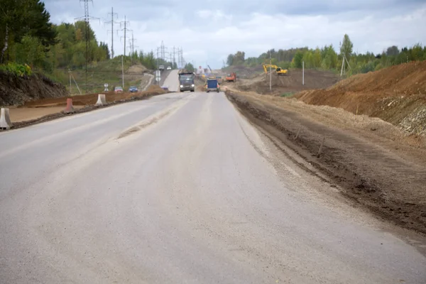 Budowy Głównych Dróg Rozbudowa Autostrady Pobliżu Usług — Zdjęcie stockowe