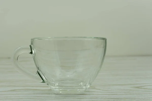 Caneca Vidro Vazia Branco Para Café Chá Isolado Fundo Branco — Fotografia de Stock