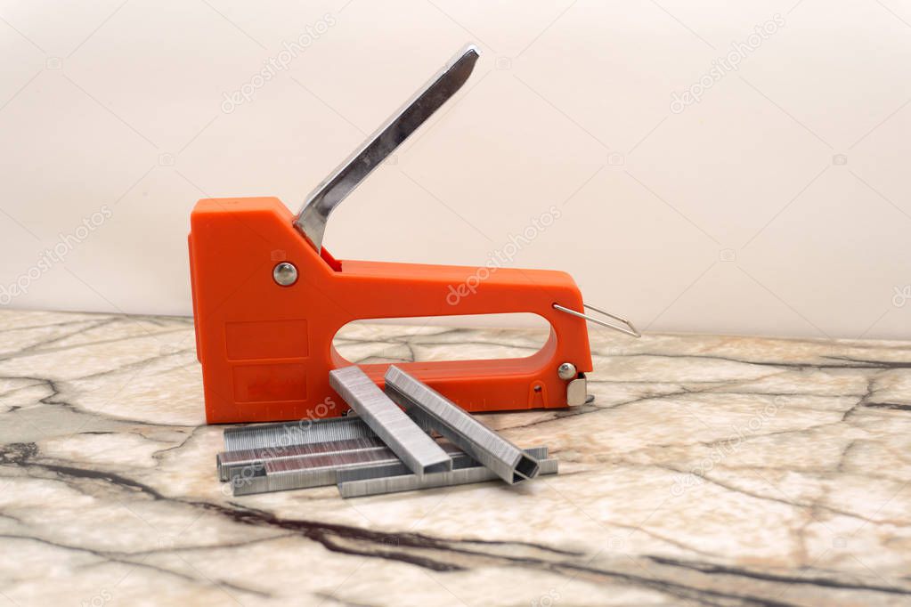 Construction stapler staples wooden planks fastening stapl .