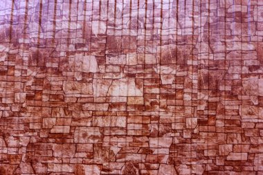 Arka plan duvar küçük açık kahverengi doku dekoratif tuğla.