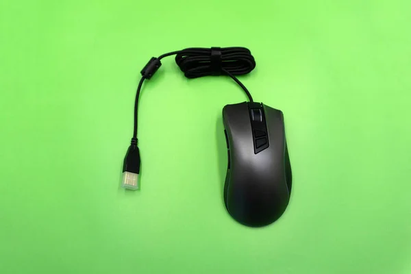 Rato de computador branco isolado com faixa preta no fundo branco  . — Fotografia de Stock