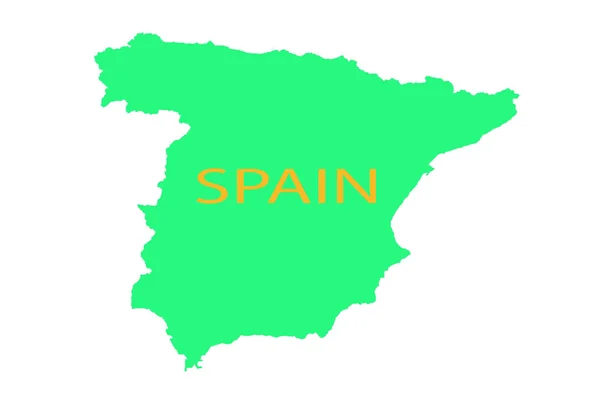 Spain on the map united vision world yellow . — Stock Photo, Image