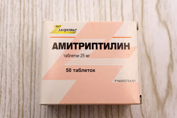 Amitriptilina Medicina no pacote tablet - Rússia Berezniki Abril 24, 2018  . — Fotografia de Stock