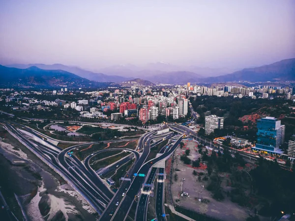 Bellissimo Paesaggio Urbano Santiago Del Cile Notte — Foto Stock