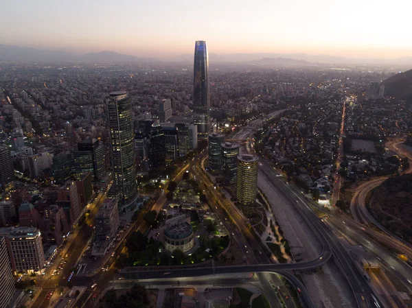 Wunderschöne Stadtlandschaft Von Santiago Chile Bei Nacht — Stockfoto