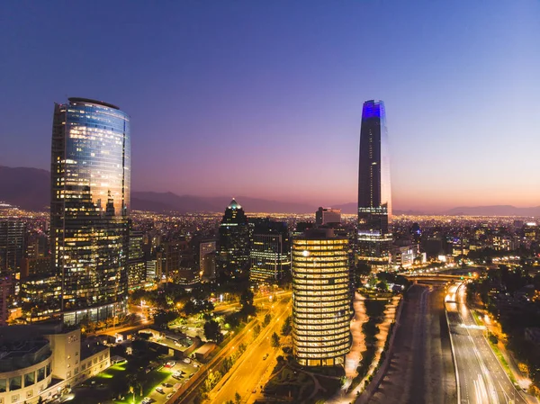 Hermoso Paisaje Urbano Santiago Chile Por Noche — Foto de Stock