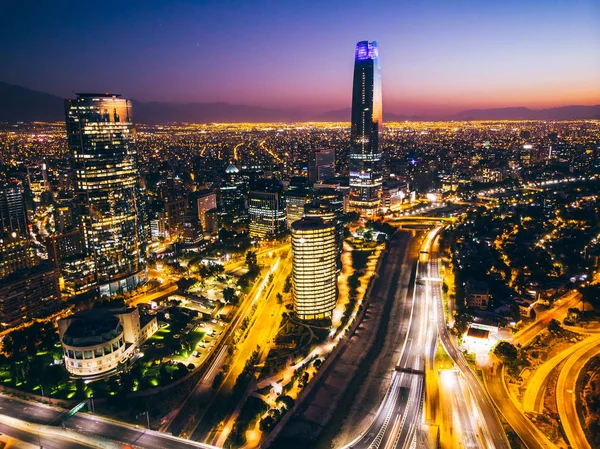 Beau Paysage Urbain Santiago Chili Nuit — Photo