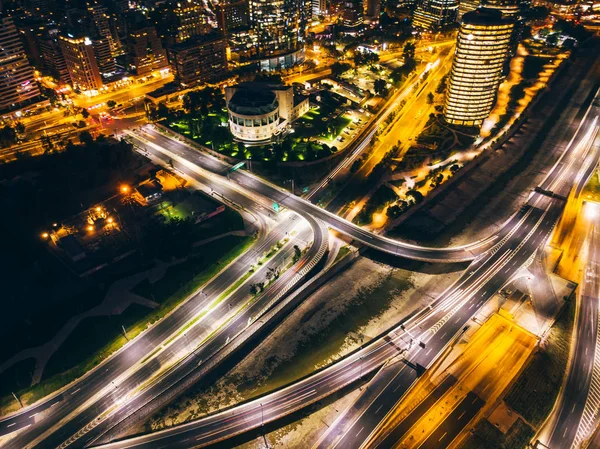 Hermoso Paisaje Urbano Santiago Chile Por Noche — Foto de Stock