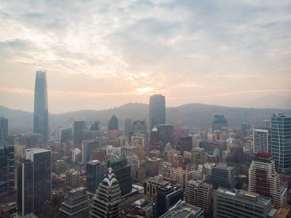 Panoráma Města Moderní Město Výšky Santiago Chile Vzduchu — Stock fotografie