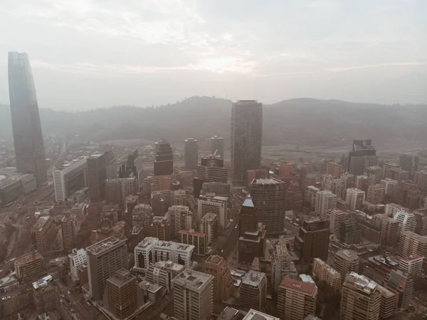 Panoráma Města Moderní Město Výšky Santiago Chile Vzduchu — Stock fotografie