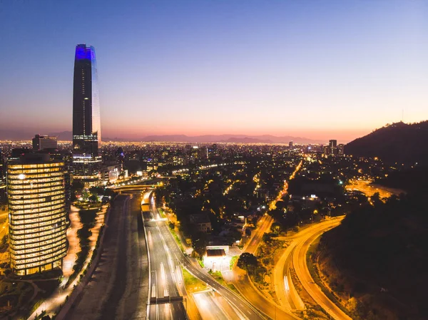 Beau Paysage Urbain Santiago Chili Nuit Photo De Stock