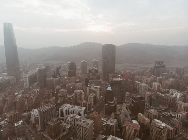 Stadsbilden Moderna Staden Från Ovan Santiago Chile Från Luften Royaltyfria Stockbilder