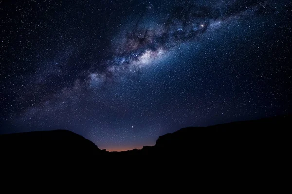 Milky Way Mountains Dusk — Stock Photo, Image