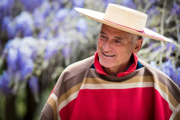 Bonito Maduro Homem Vestido Como Típico Chileno Huaso — Fotografia de Stock