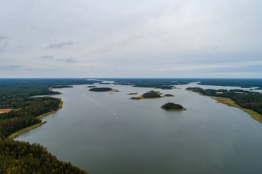 Tammisaari Finlandiya dışında adalar yüksek irtifa hava görünümünden bir gün güneş olmadan