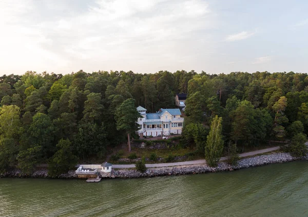 Casa Grande Madeira Arquipélago Turku Com Cais Água Finlândia — Fotografia de Stock