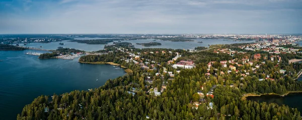 Vista Céu Lauttasaari Uma Parte Cidade Helsinque Cercada Por Água — Fotografia de Stock