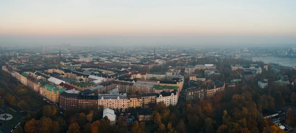 Old Part Helsinki Finland Seen Air Foggy Autumn Morning — Stock Photo, Image