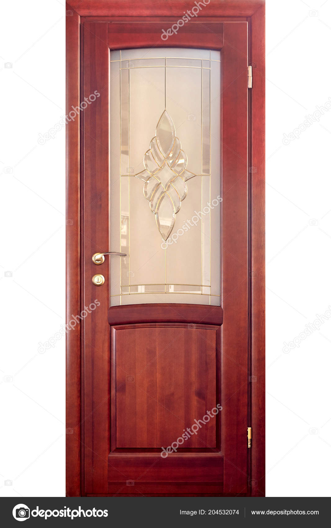 Holzernen Innentur Red Oak Mit Messinggriff Und Einsatze Aus