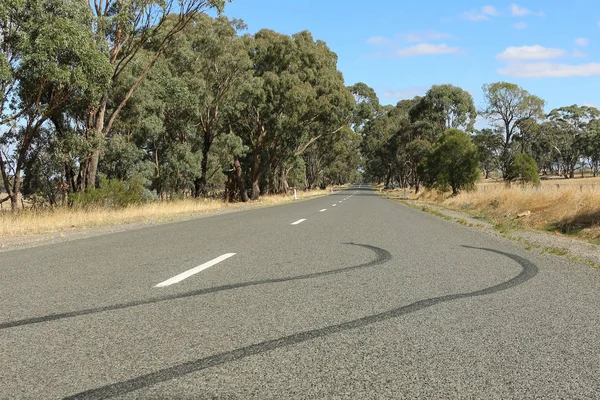 bir ülke yolunda lastik kızağı işaretleri