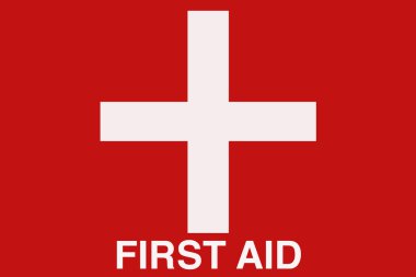 çapraz sembolü ile evrensel kırmızı ve beyaz İlk Yardım işareti