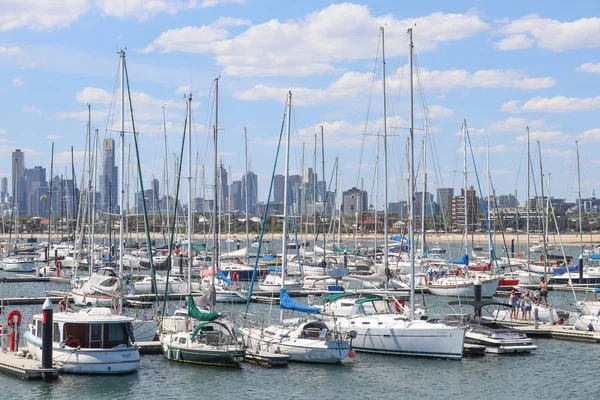 Kilda Australia December 2017 Boats Kilda Marina Kilda Foreshore Melbourne — Stock Photo, Image