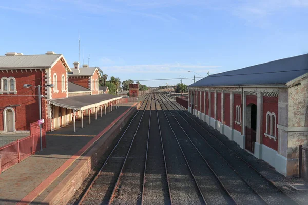 Echuca Australia Febrero 2020 Una Vista Plataforma Estación Tren Echuca — Foto de Stock