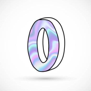 Modern alfabe seti, mektuplar, holografik degrade neon 3d elle çizilmiş hat perspektif eğilim illüstrasyon