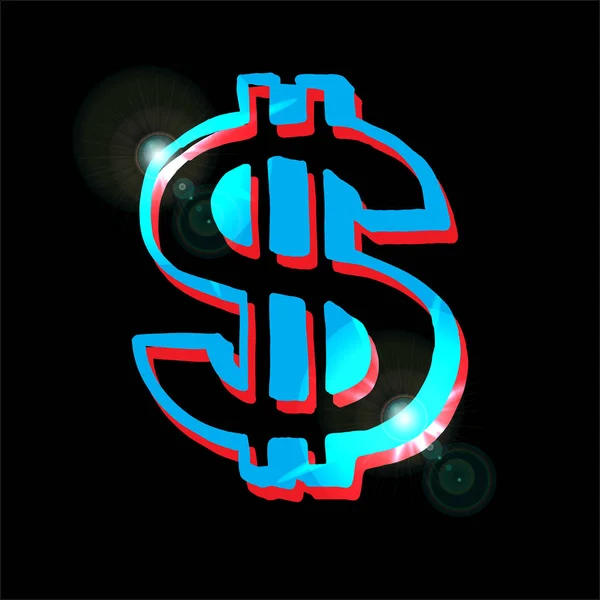 Dolar neon gotówki — Wektor stockowy