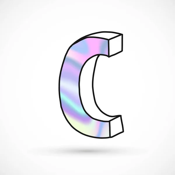 Moderna alfabetet inställd, bokstäver, holografisk gradient neon 3d hand dras linjen perspektiv trend illustration — Stock vektor