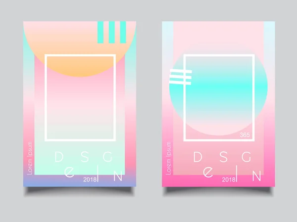 Cartel de ilustración de moda holográfico rosa azul neón estilo — Vector de stock