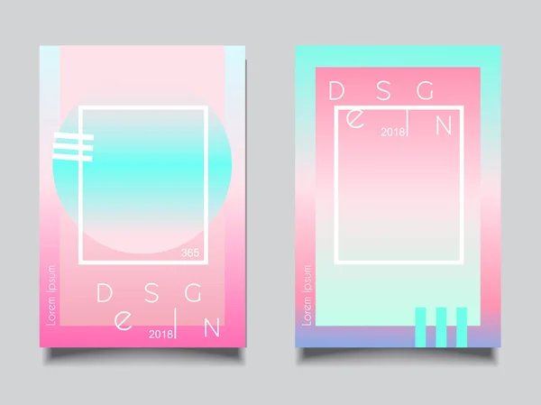 Cartel de ilustración de moda holográfico rosa azul neón estilo — Vector de stock