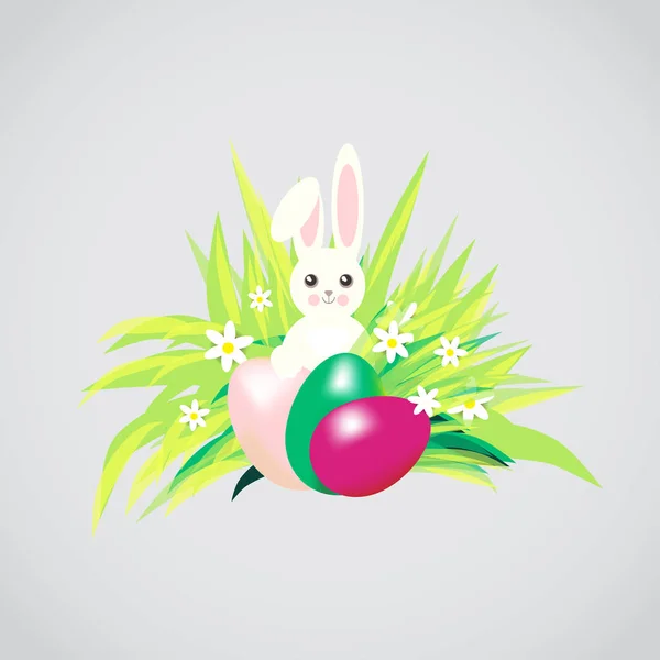 复活节可爱的兔子设置在透明的背景 — 图库矢量图片