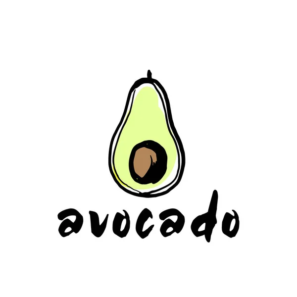 Avocado Skizze Zutat Zeichen Farbe Vektor Illustration — Stockvektor