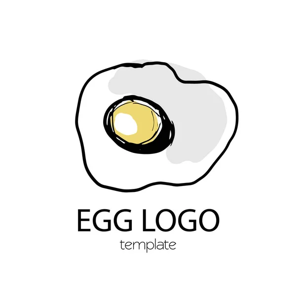 Egg food logo illustration sketch scrambled product — Stock Vector