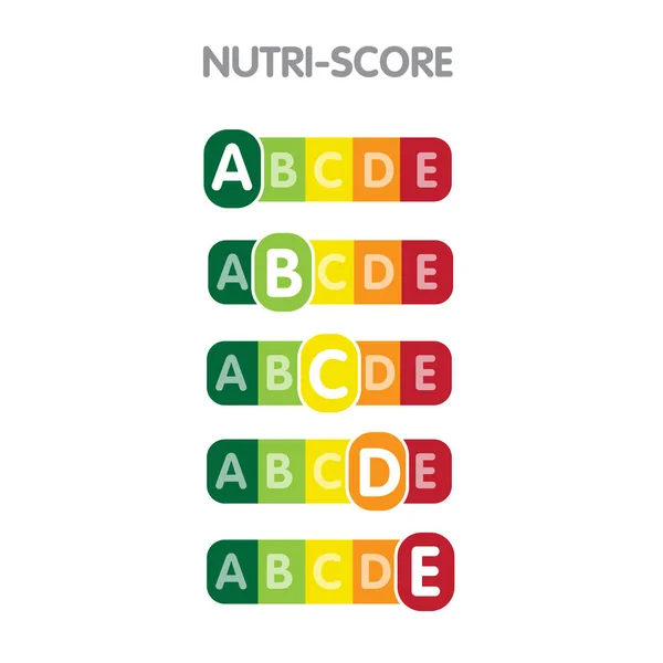 Nutri-Score systeem in Frankrijk. Teken gezondheidszorg voor verpakking — Stockvector