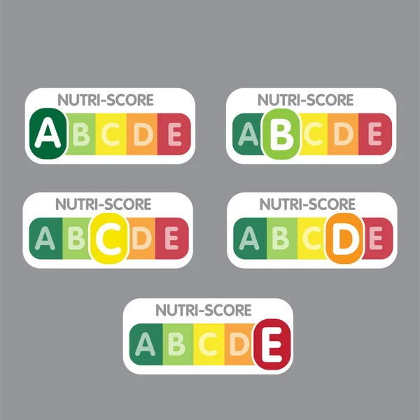 Nutri-Score-rendszer Franciaországban. Jel egészségügyi ellátást a csomagolás — Stock Vector