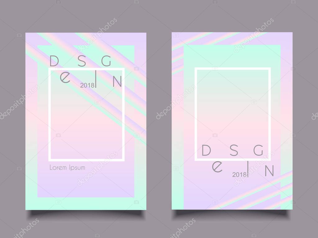 Trendy illustration poster holographic pink blue neon style