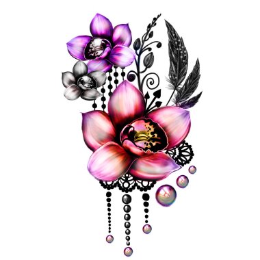 çiçek renk deseni dövme