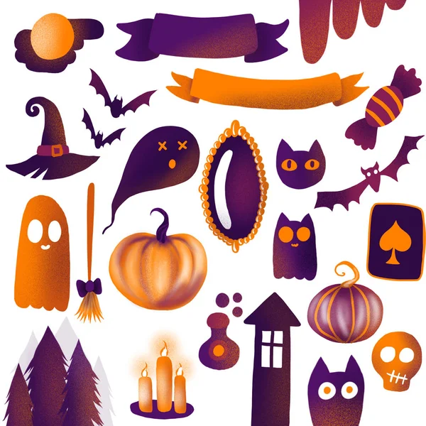 Halloween isolated clip art illustration sticker set — Stock Photo, Image